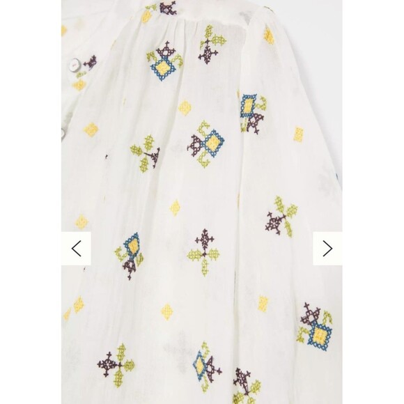 New Anthropologie Lisabetta Embroidered Top Size Small Buttondown Oversize Women - Picture 3 of 13